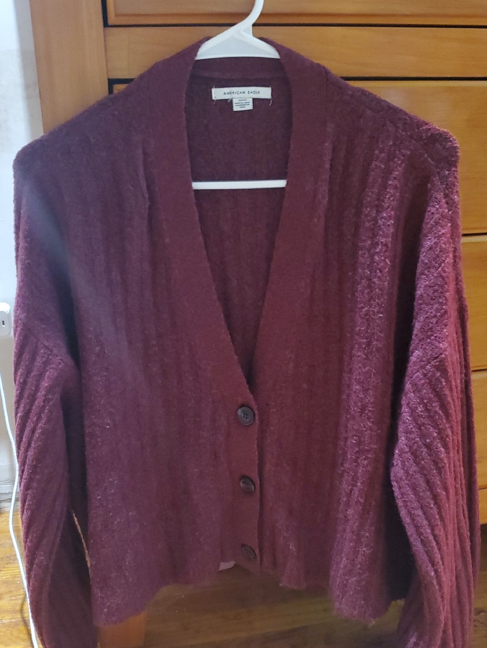 American Eagle Outfitters Deep Burgundy Button-Front Women's Cardigan